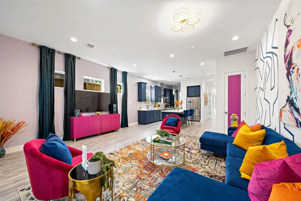 a bedroom with furniture and a couch