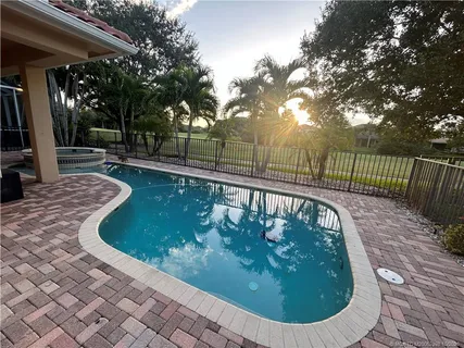 a view of a lake with a city view