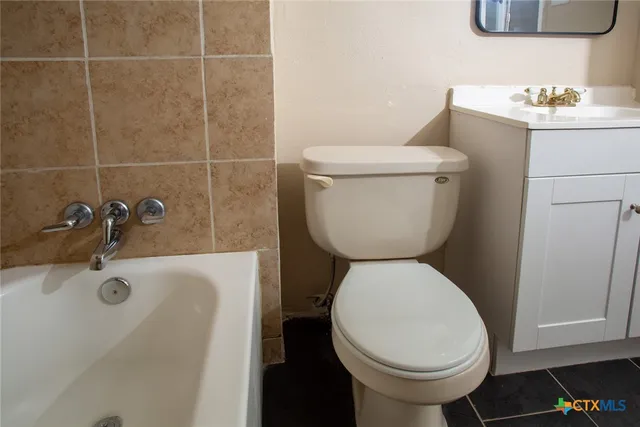 a view of a yard with a slide