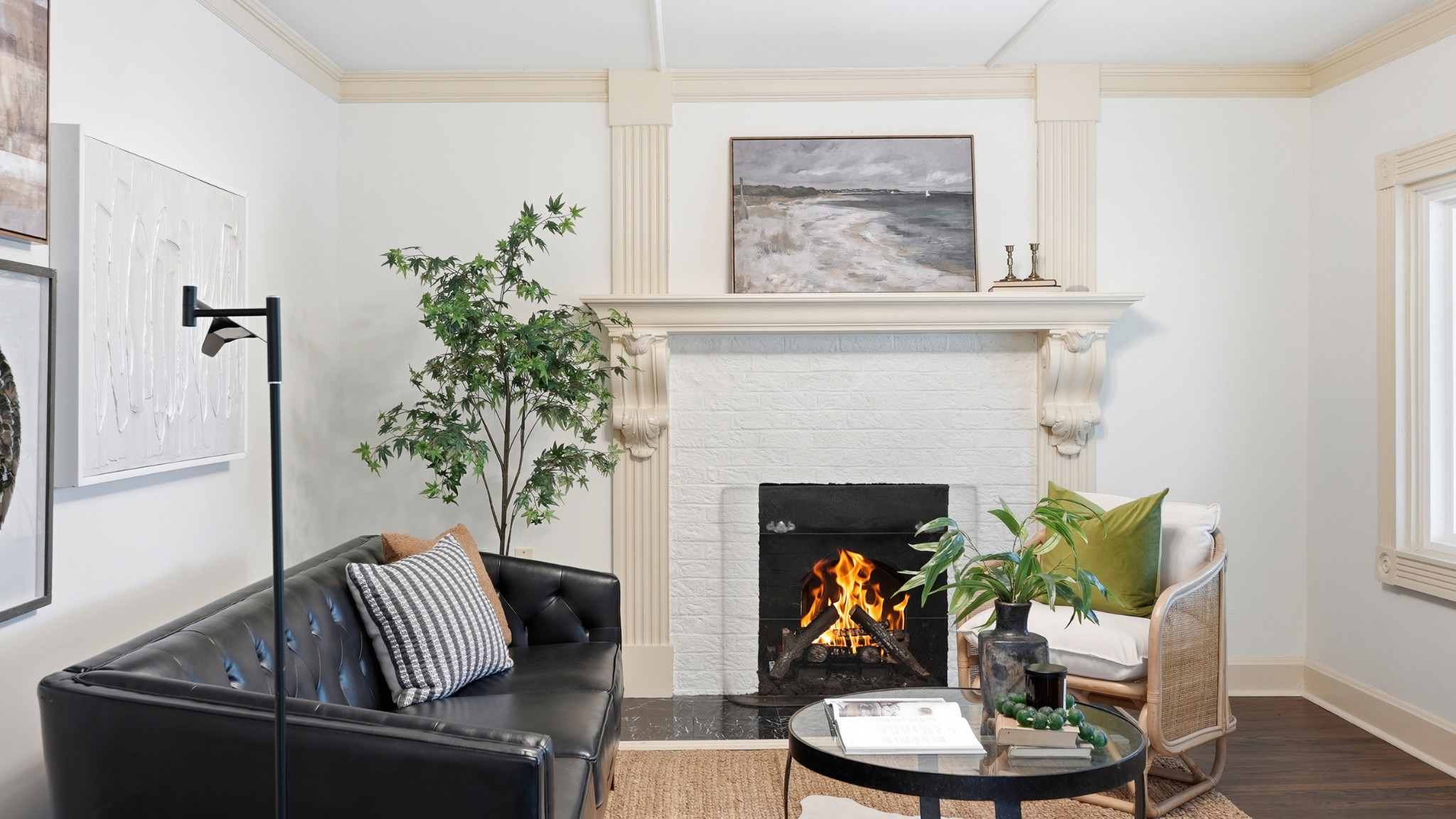 229 Franklin Limestone Road Nashville, TN 37217 - Photo 5 of 41 a living room with furniture and a fireplace