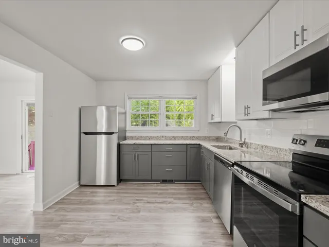 a kitchen with a sink a window and stainless steel appliances