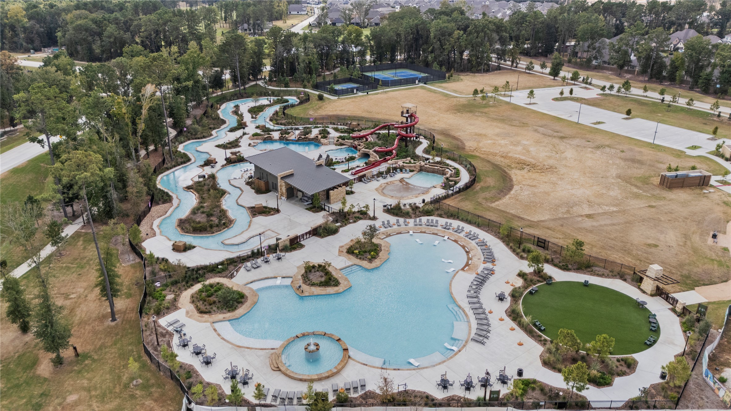 7543 Congress Trail Way Porter, TX 77365 - Photo 36 of 45 an aerial view of a swimming pool and outdoor space