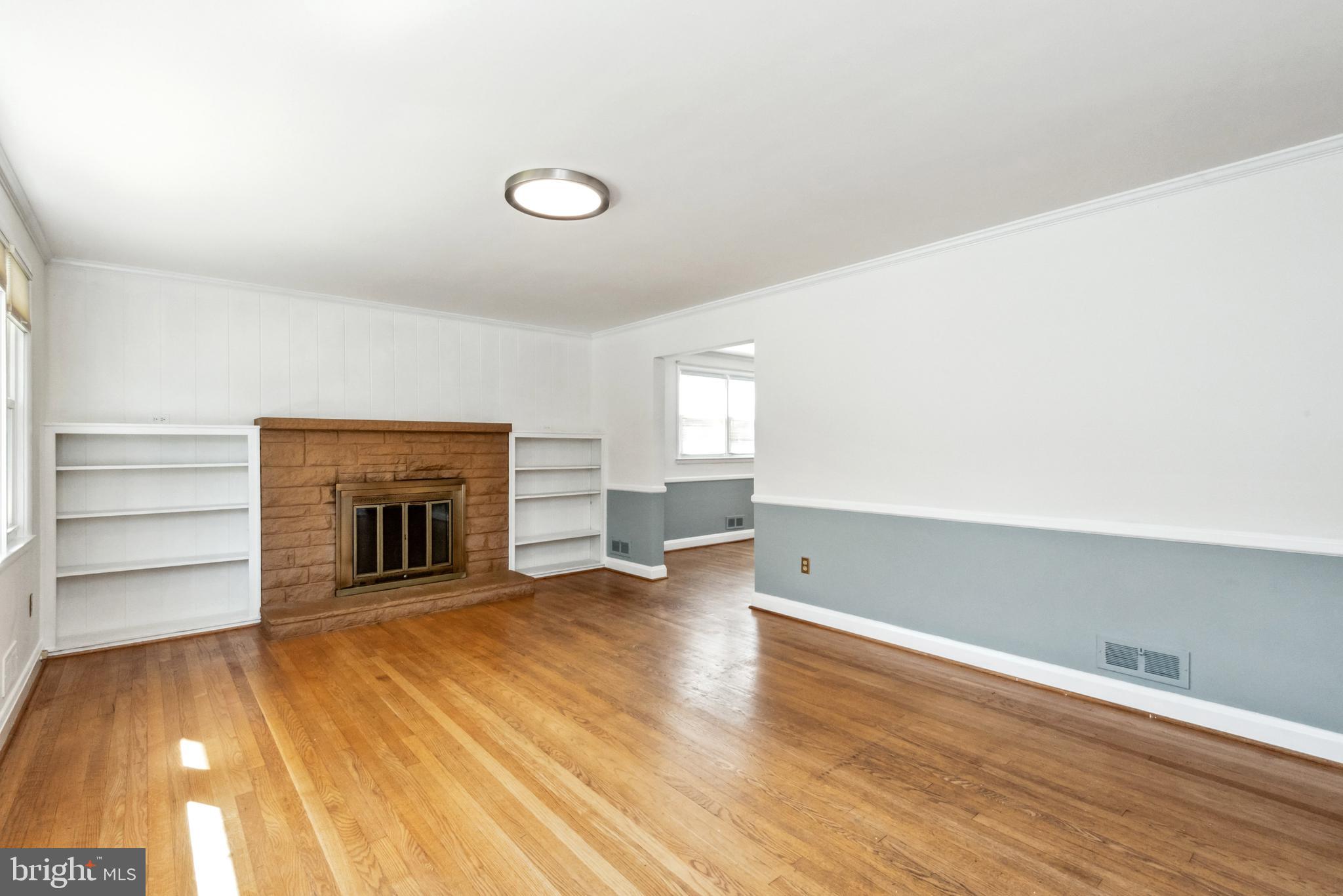 Large Living Room with wood burning fireplace