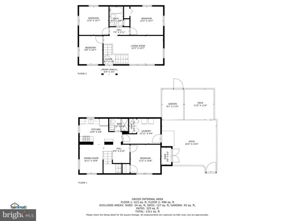 an aerial view of a house with garden space and street view