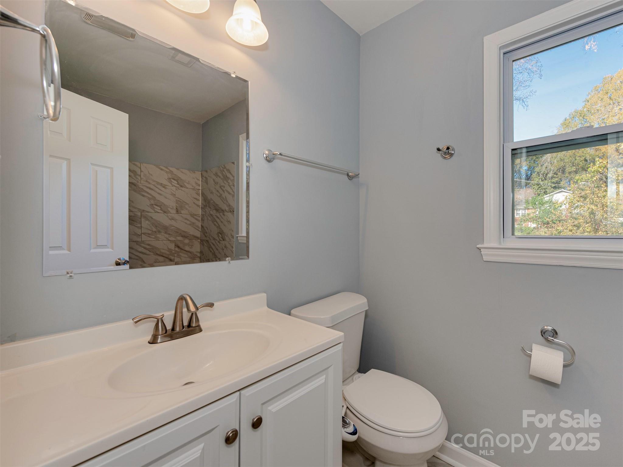 7413 Lockmont Drive Charlotte, NC 28212 - Photo 30 of 42 a bathroom with a sink a toilet and a window