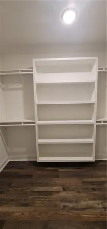 a view of an empty walk in closet