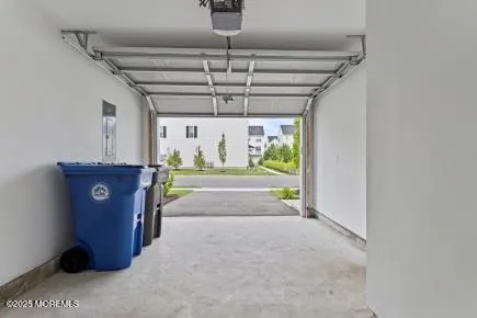a view of a hallway with a chandelier