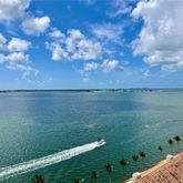 a view of a lake with a big yard