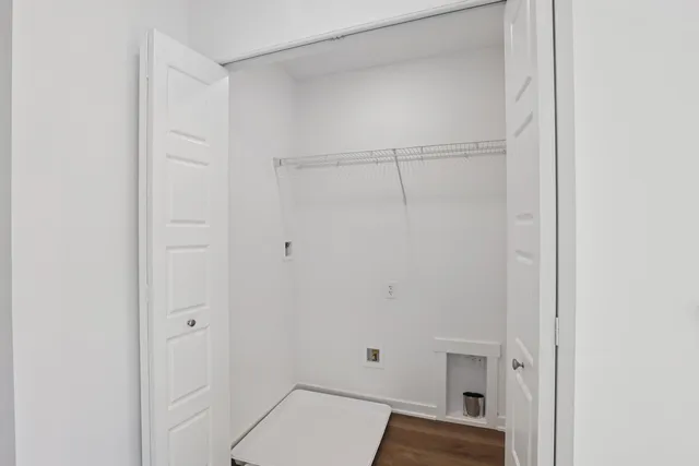 a view of small space with wooden floor