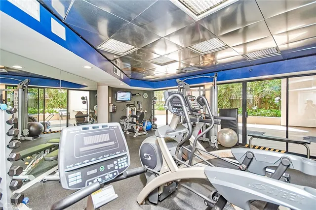 a view of a room with gym equipment