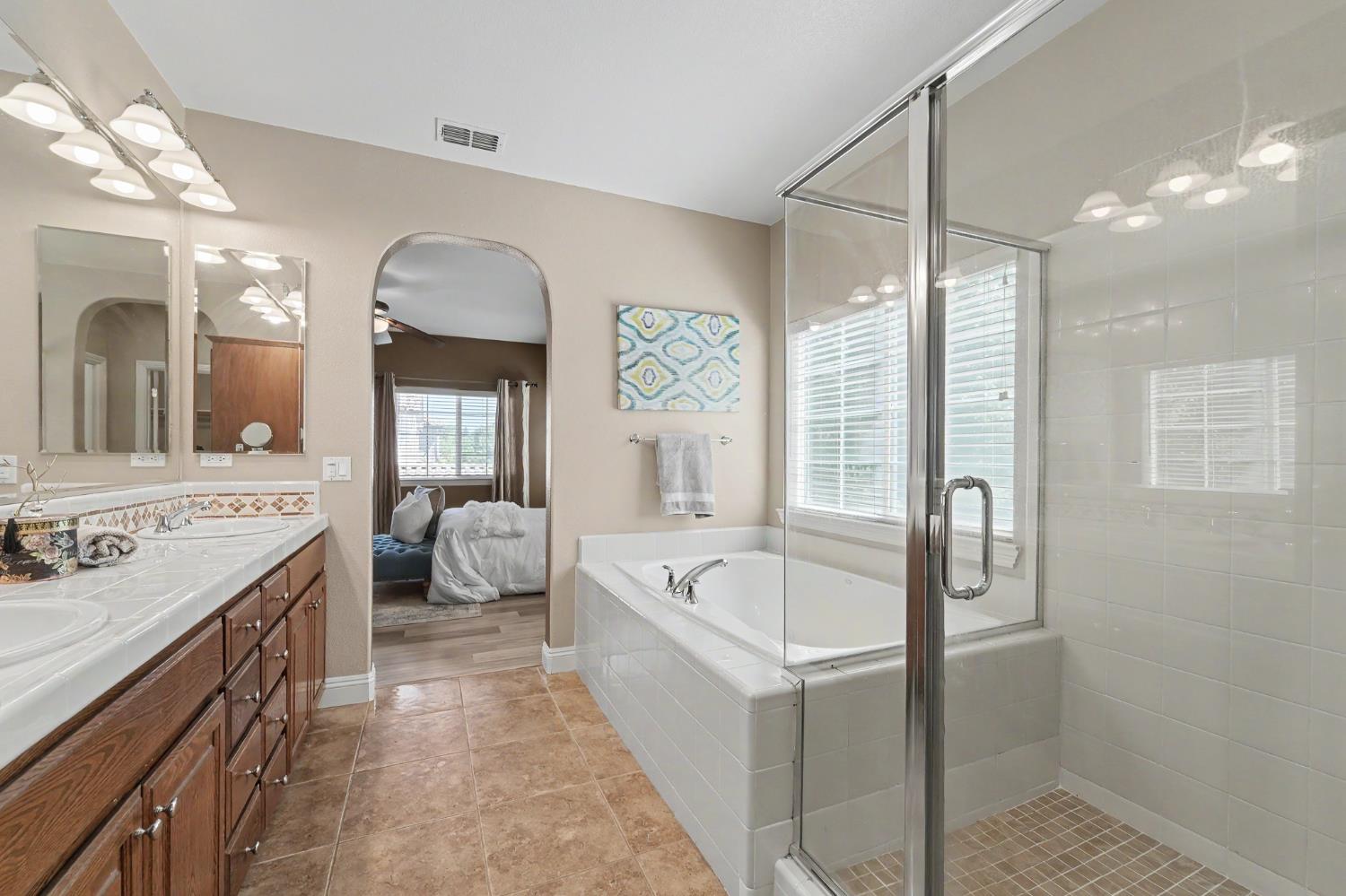 1223 East Springer Drive Turlock, CA 95382 - Photo 31 of 48 a large spacious bathroom with a tub sink shower and mirror