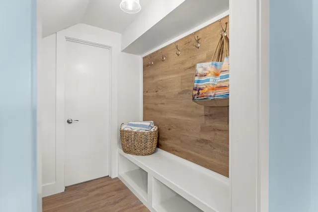 a bathroom with a bathtub and shower