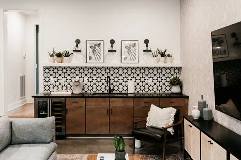 a bathroom with a bathtub