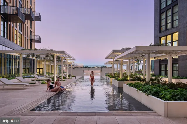 a view of a building with a garden