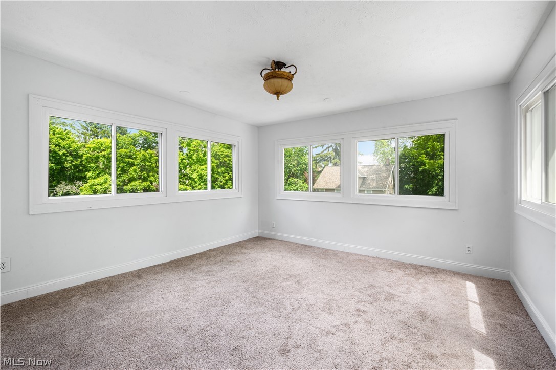 371 Merriman Road Akron, OH 44303 - Photo 17 of 27 Carpeted interior room with white walls, multiple windows, and a classic ceiling light fixture