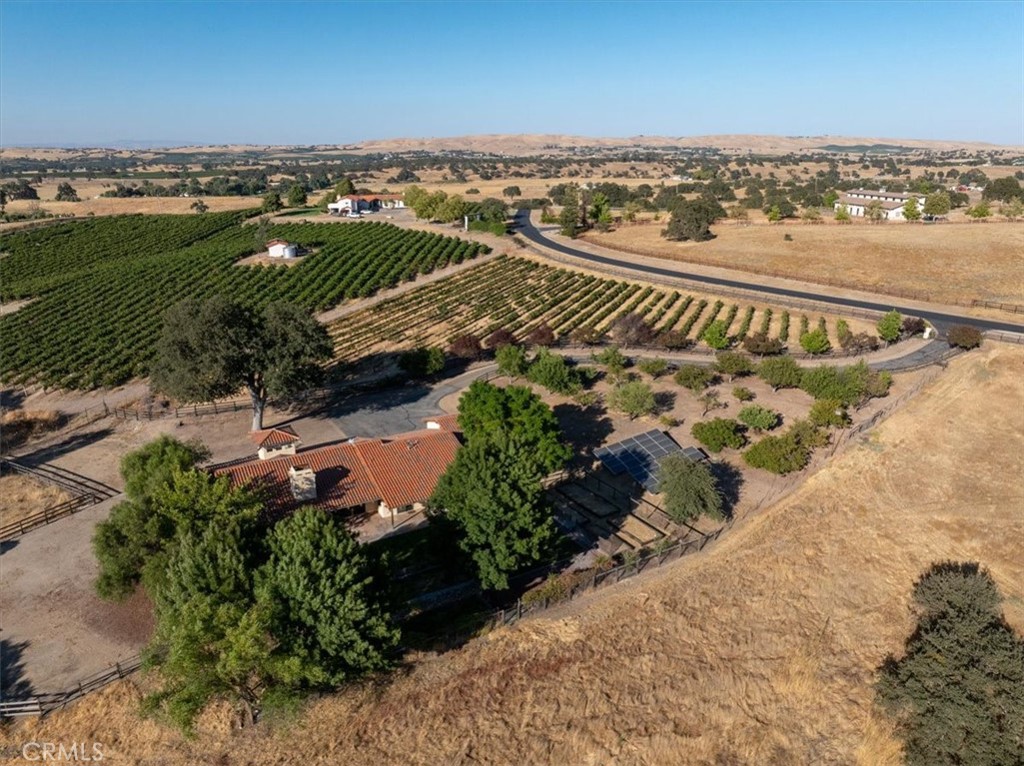 5745 Iron Gate Road Paso Robles, CA 93446 - Photo 39 of 58 Aerial view of home, orchard and approximately 1 +/- acre vineyard.