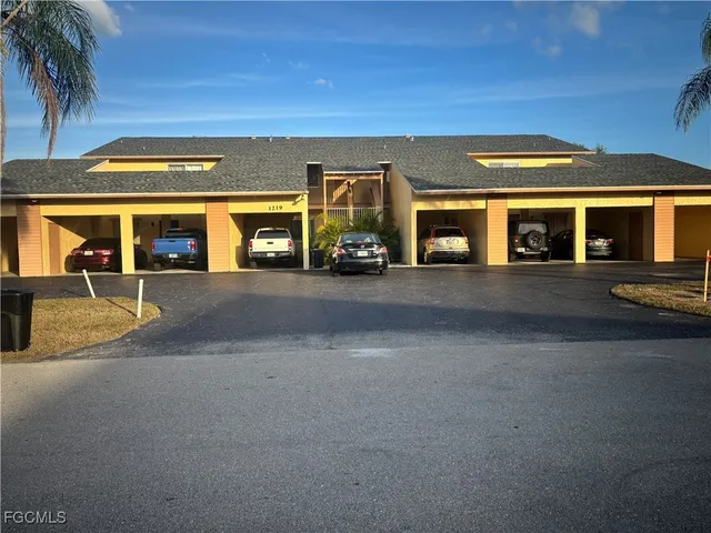 front view of a building with a road