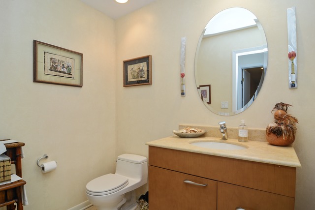 1808 Birch Road Northbrook, IL 60062 - Photo 22 of 24 a bathroom with a granite countertop toilet sink and mirror