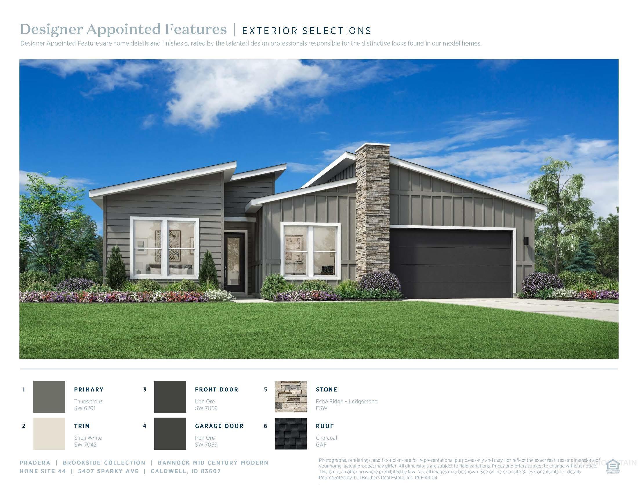 5407 Sparky Avenue Caldwell, ID 83607 - Photo 34 of 41 View of front of house featuring board and batten siding, a front lawn, concrete driveway, and an attached garage