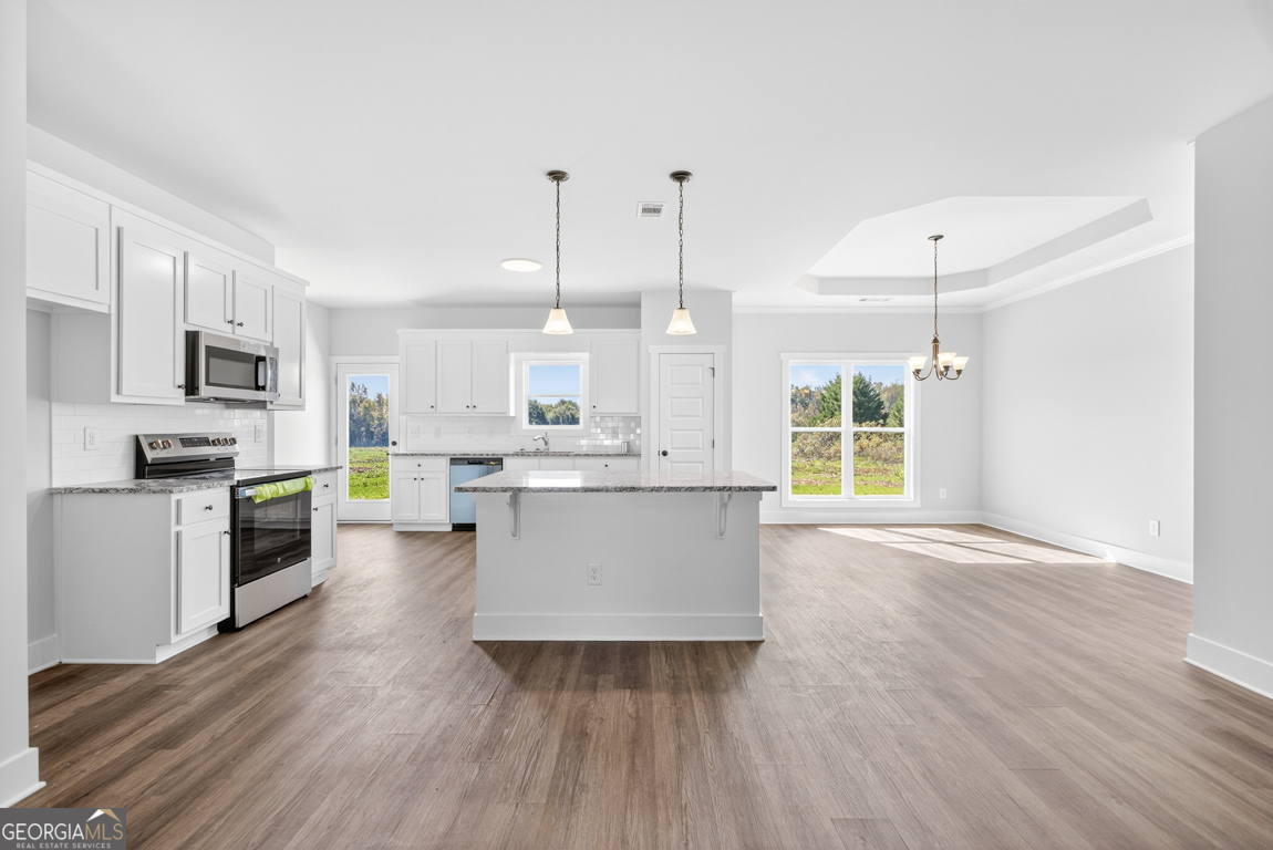 2611 Bethany Bowersville Road, Unit 5 Canon, GA 30520 - Photo 11 of 47 a large kitchen with cabinets wooden floor and stainless steel appliances