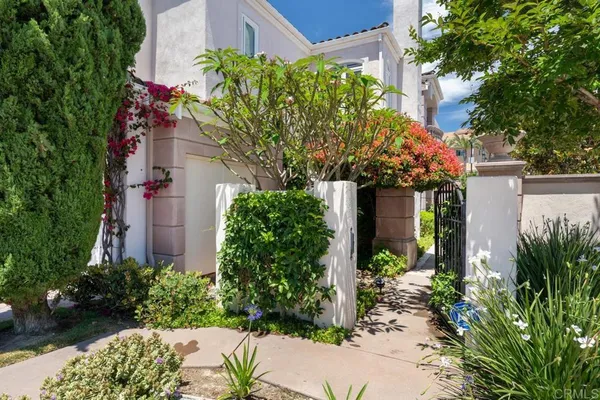 a view of a potted plant sitting in front of a house