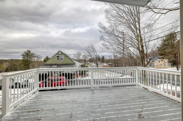 a view of a house with a white door