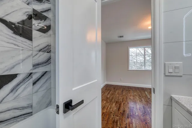 a view of an empty walk in closet