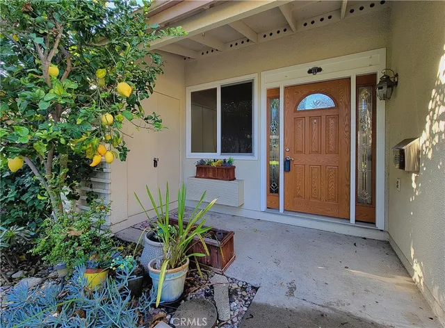 a view of a entryway with flower pots