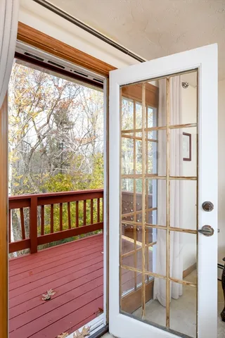 a view of porch with a wooden floor
