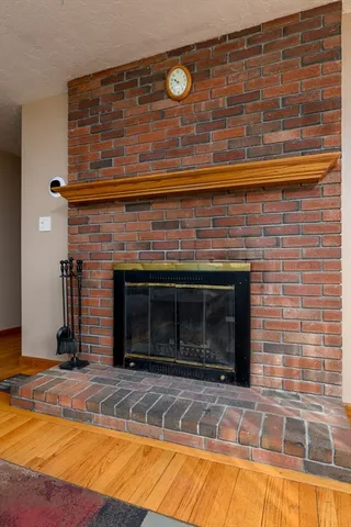 a view of a fireplace with a sink