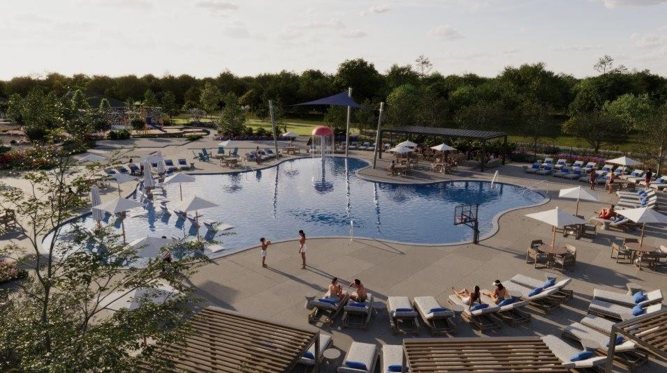 3020 Dutch Road Providence Village, TX 76227 - Photo 21 of 23 a view of a swimming pool with outdoor seating and plants