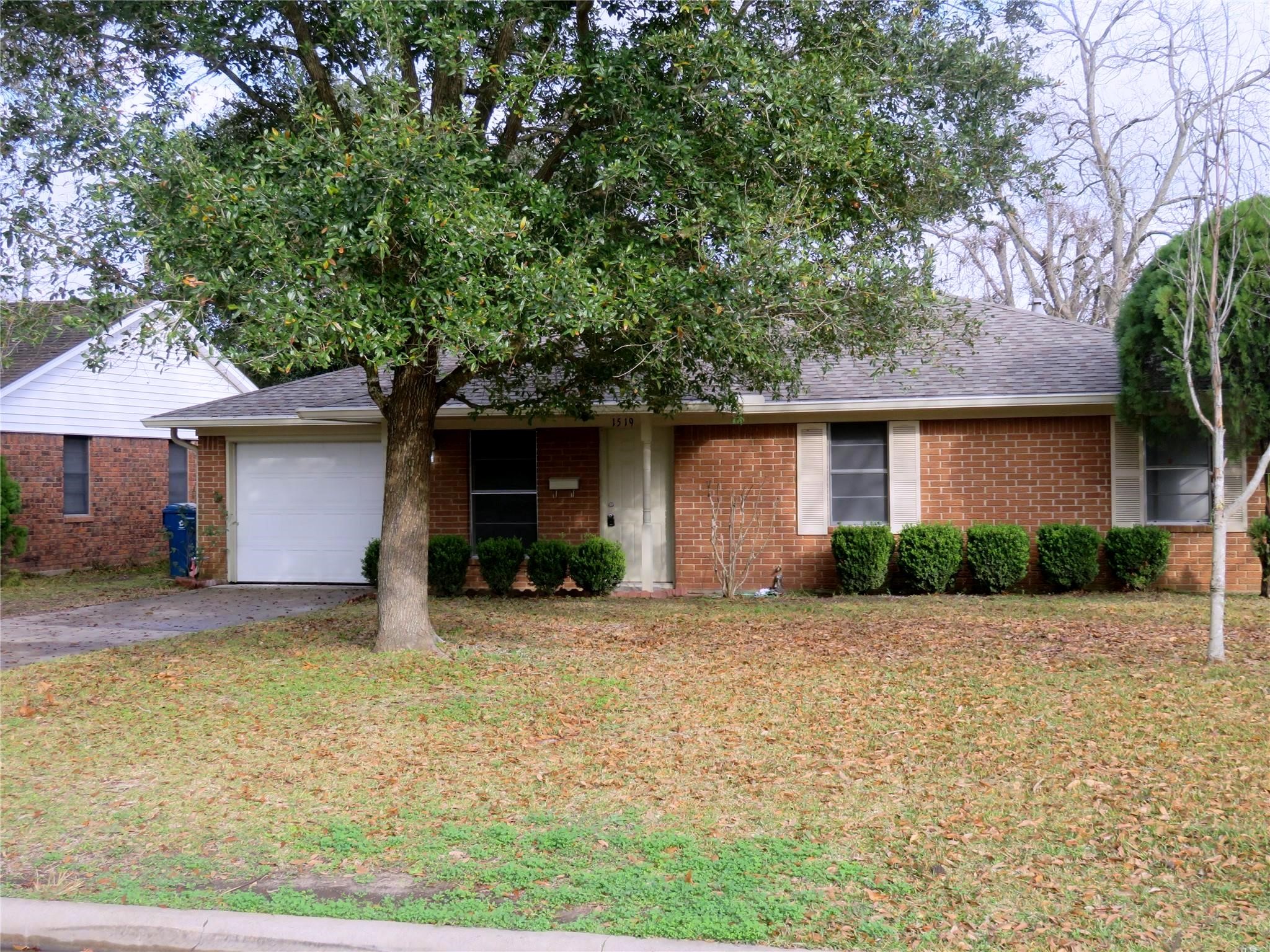 This cute house is ready for tenants!  Located in old Rosenberg, where the lots are large and the trees mature.  The house was remodeled in 2019 & updated with custom cabinets, granite countertops, stianless steel sink & laminate flooring