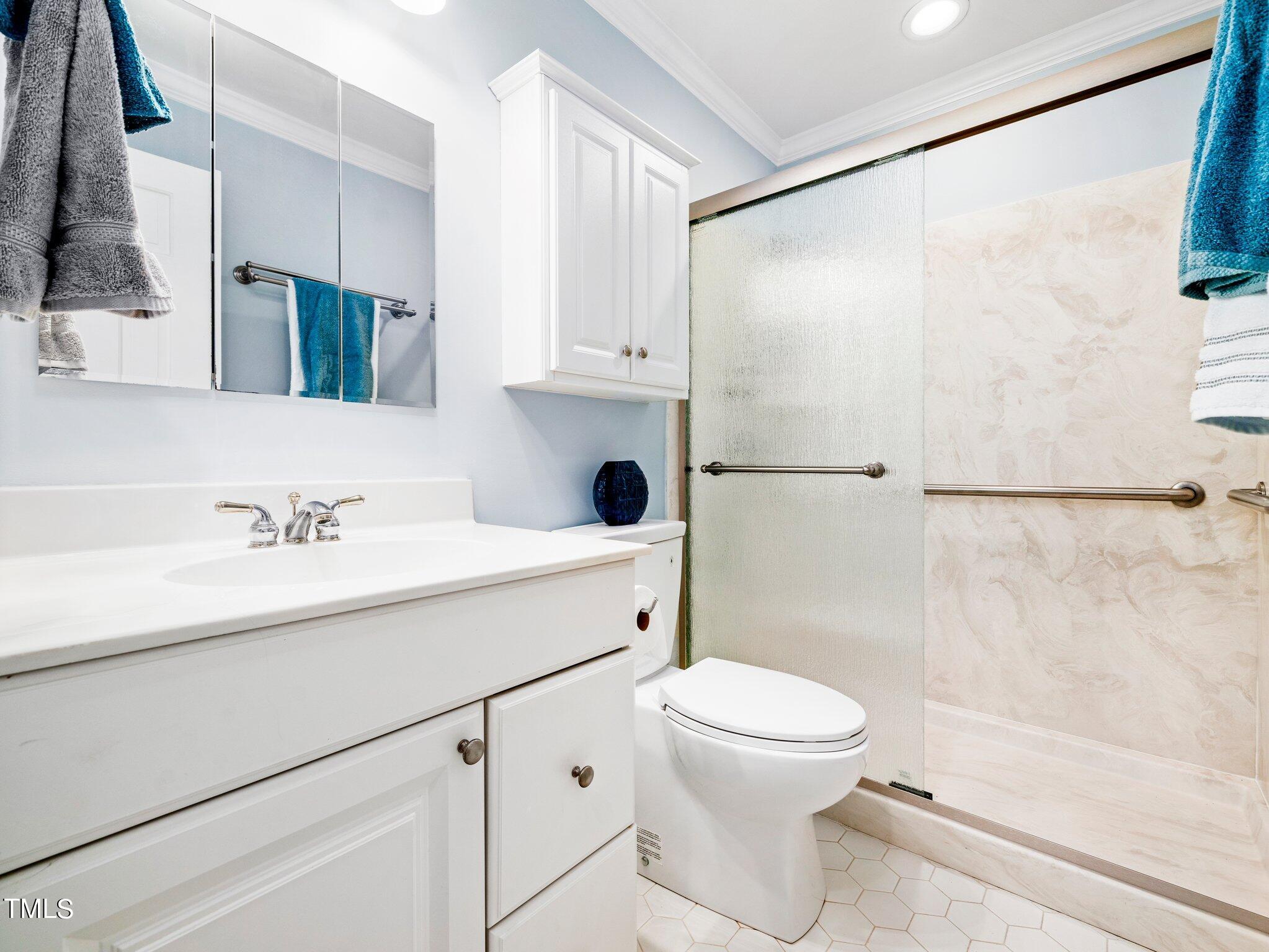 512 Brittany Bay West Raleigh, NC 27614 - Photo 18 of 27 a bathroom with a sink a toilet and a mirror