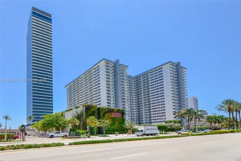 a front view of a multi story building