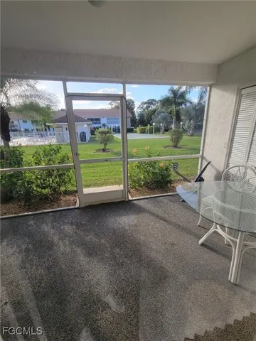 a view of a garden with a slide