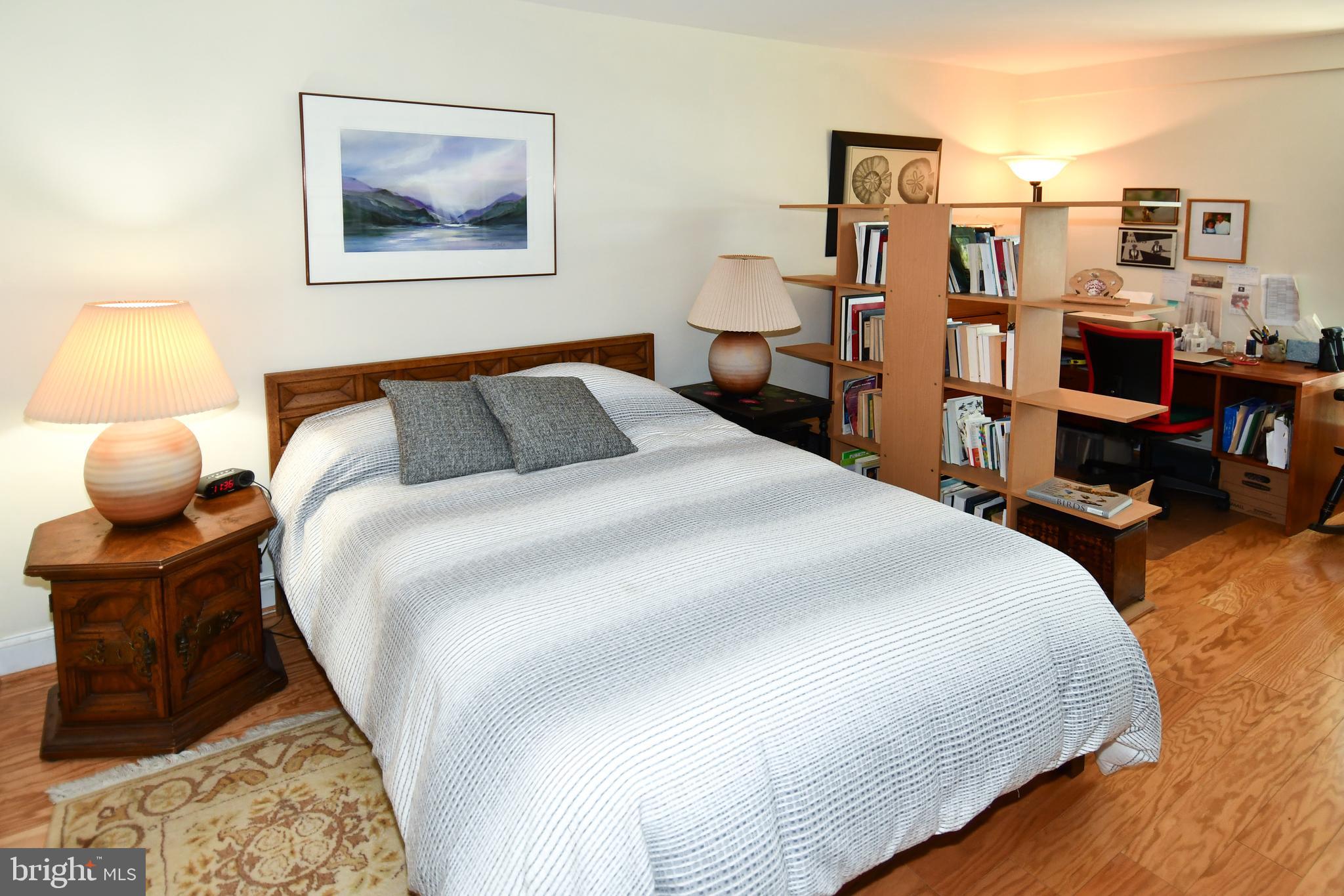 1435 4th Street Southwest, Unit B108 Washington, DC 20024 - Photo 22 of 57 a bedroom with a bed and a book shelf