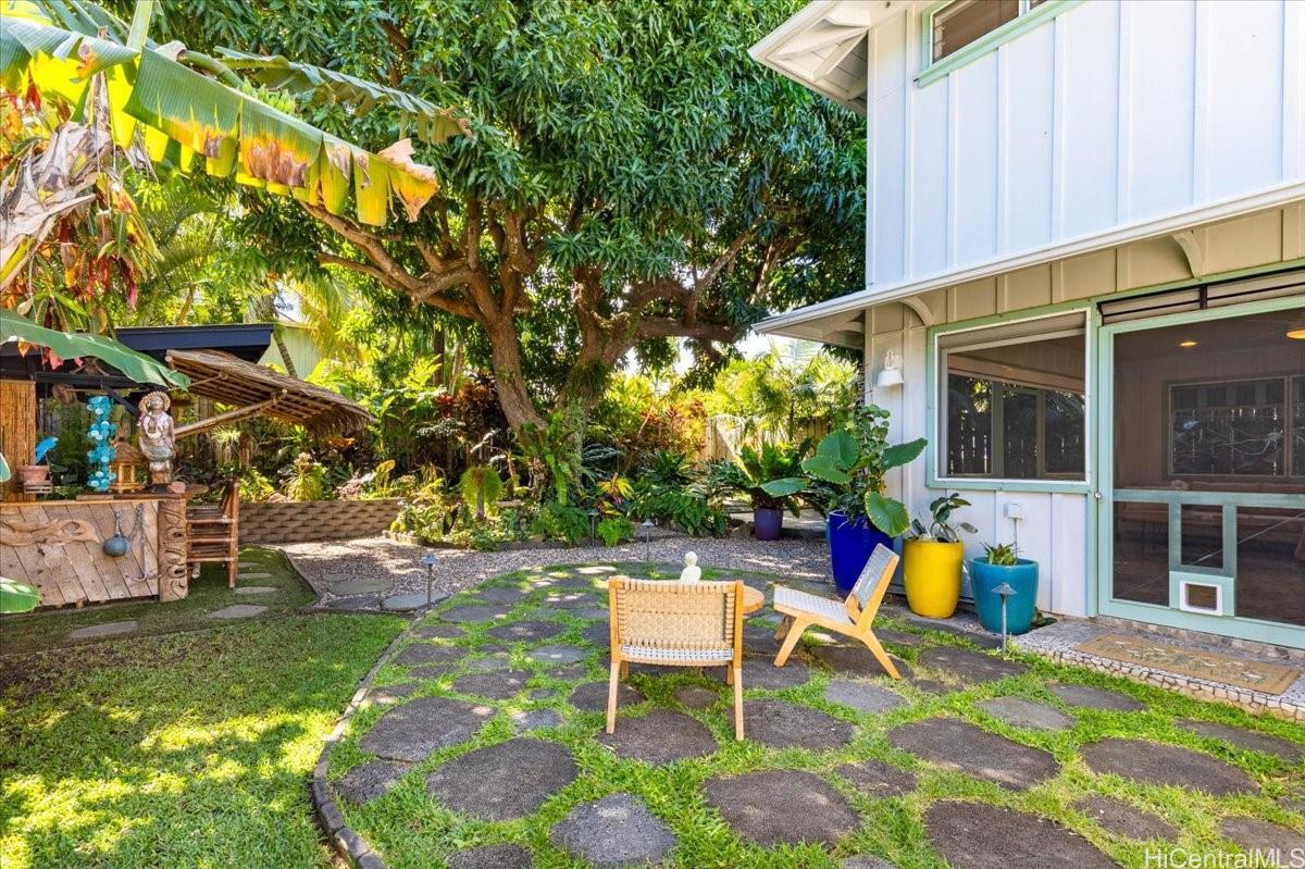 465 Kawailoa Road, Unit C Kailua, HI 96734 - Photo 14 of 25 Another peaceful sitting area in backyard gardens where you can enjoy your morning coffee or evening cocktaill from the awesome Tiki Bar