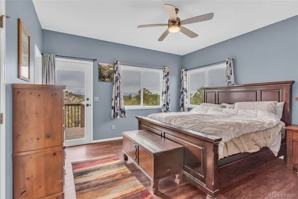 a bedroom with a bed and a tv on the dresser