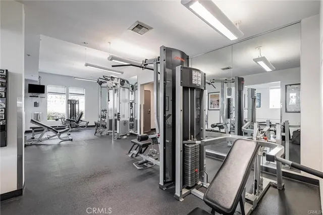 a view of a room with gym equipment