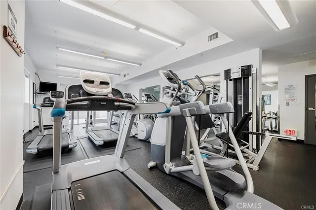 a view of a room with gym equipment