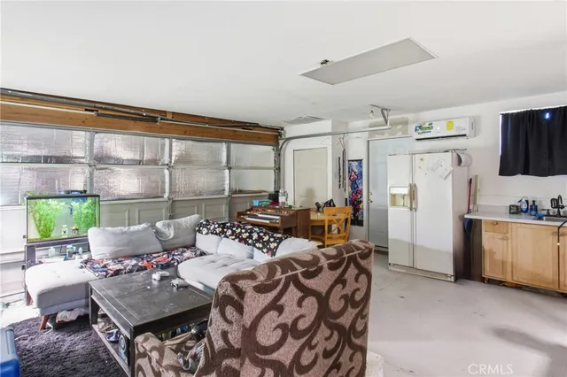 a bedroom with a bed and a closet