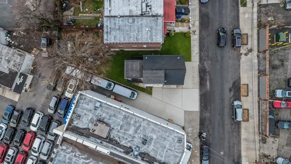 a view of a building with a bench