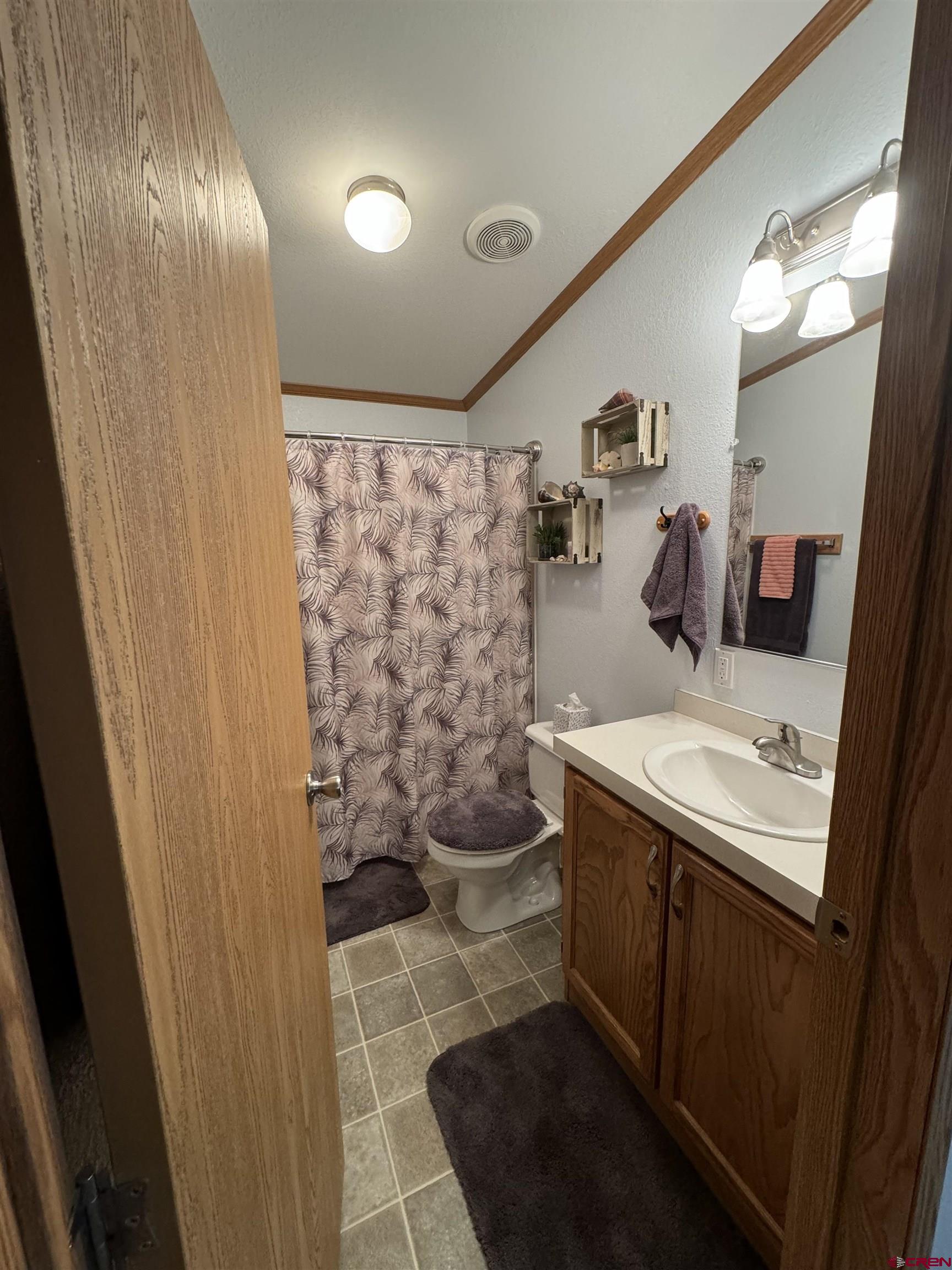 901 6530 Road, Unit 1307 Montrose, CO 81401 - Photo 8 of 14 a bathroom with a granite countertop sink a toilet and shower