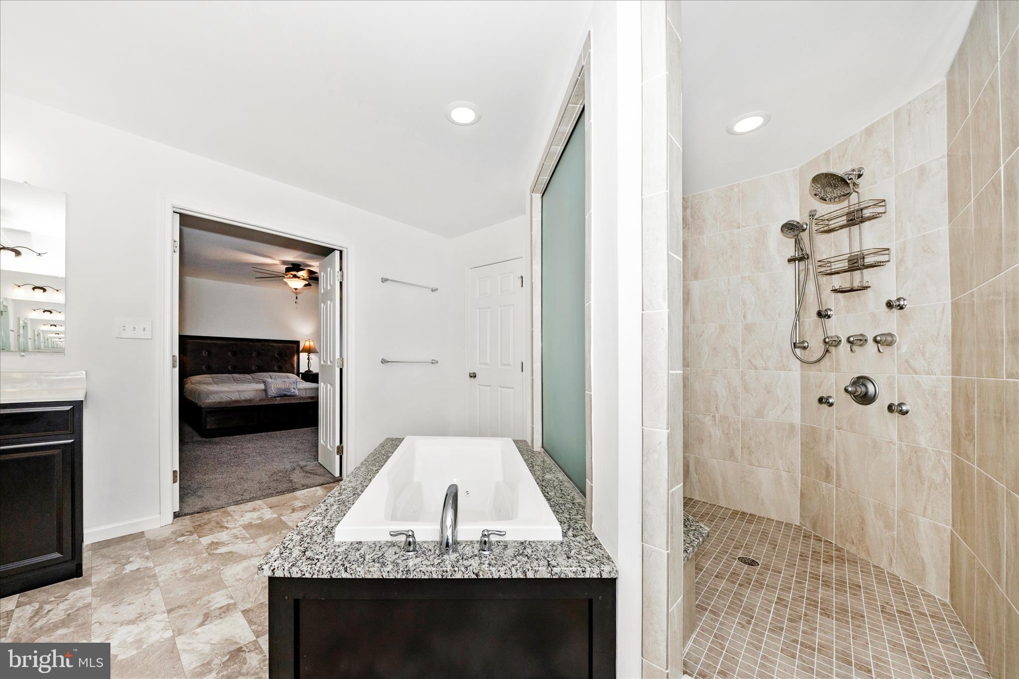309 Eliza Road New Freedom, PA 17349 - Photo 25 of 57 a en suite bathroom with a granite countertop sink and a mirror