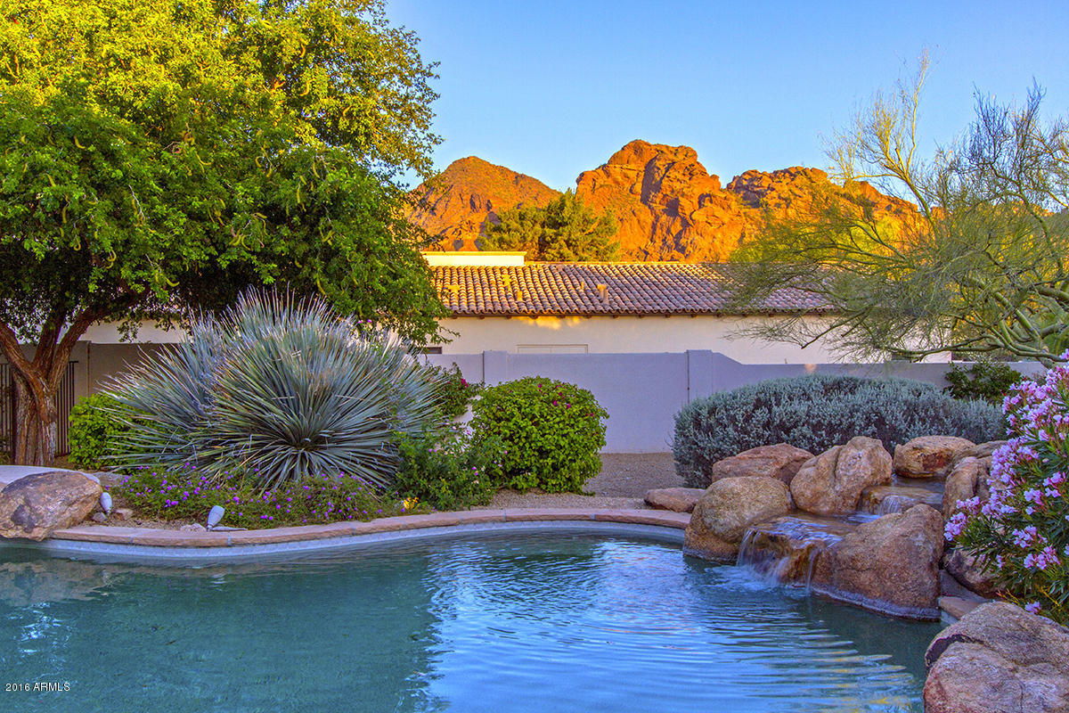 4805 East Pebble Ridge Road Paradise Valley, AZ 85253 - Photo 15 of 37 a view of a bench in a garden