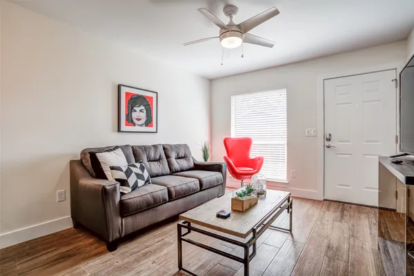 a living room with furniture