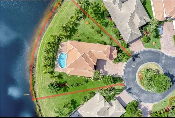 an aerial view of a house