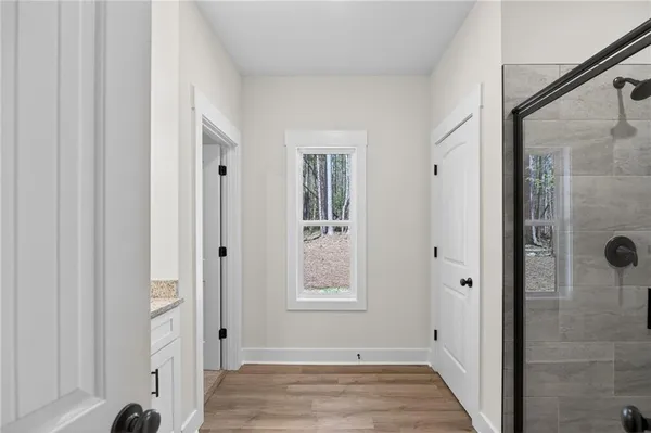 a bathroom with a shower