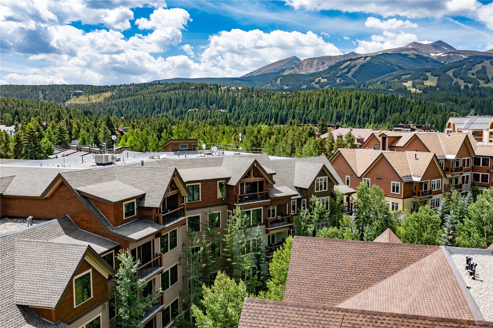 600 Columbine Road, Unit 5310 Breckenridge, CO 80424 - Photo 37 of 38 an aerial view of a house with garden space and street view