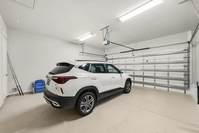 a view of a car in garage